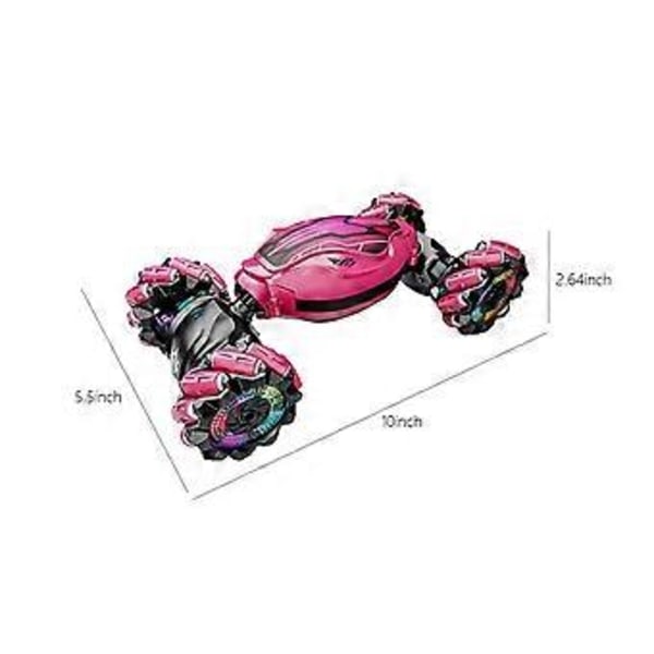RC Stunt-auto Lelut 6–12-vuotiaille lapsille 4WD Kauko-ohjattava auto kellosäätimellä - Eleohjattava pyörivä RC-auto valoilla ja musiikilla (Pinkki)