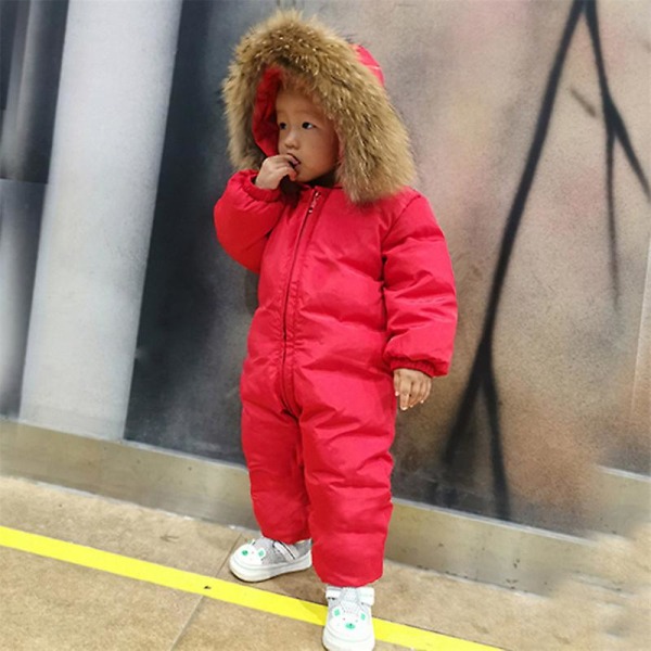 Russian New Jumpsuit Kids Winter Wear Baby Boy Snowsuit Parka Nature Fur 90% Duck Down Jacket For Girl Clothes Coat Overalls Black 3T