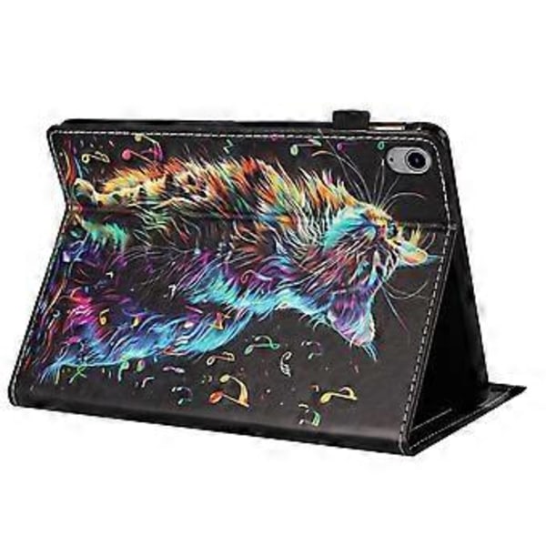 Fodral för iPad (2025) / 10.9 (2022) Mönstrat Läder Tabletskydd med Auto Sleep / Wake, Korthållare (Musiknot Katt)