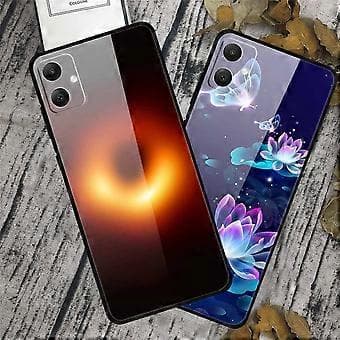 Skal för Samsung Galaxy A05 4G PC+Härdat Glas+TPU Stötsäkert Telefonskal (Is och Eld Gitarr)
