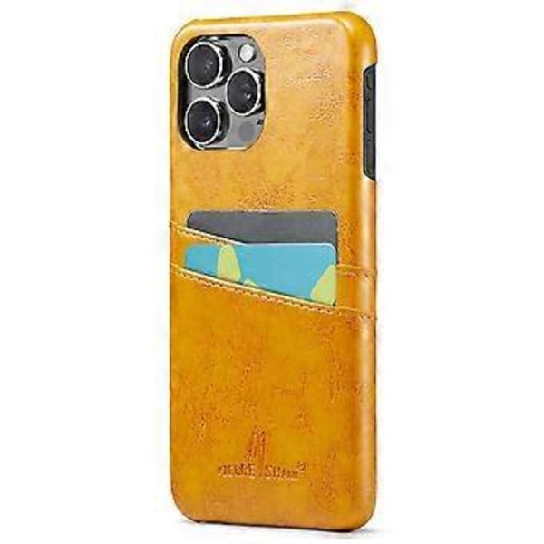 FIERRE SHANN Skal för iPhone 16 Pro Max Vaxigt PU-läder+PC Korthållare Mobilskal (Stil D)