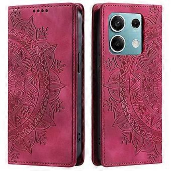 För Xiaomi Redmi Note 13 5G Läderfodral Med Mandala-tryck Plånboks Telefonfodral (Rosa)