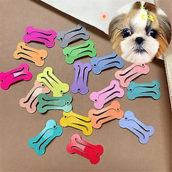 Söt Hundhårspänne Färgglad Benformad Hårspänne Husdjur Liten Hund Hårklämmor för Chihuahua Pug Grooming Do