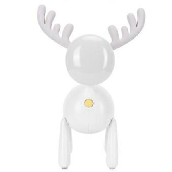 LED Natlampe Tegneserie Hjorteformet Bordlampe 1200mAh USB Opladning Soveværelse Dekoration Hvid
