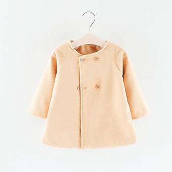 Kragefri Trenchcoat Poncho Kappa med Knappar Ytterkläder för Flickor 1-5 År (12-18 Månader Beige)