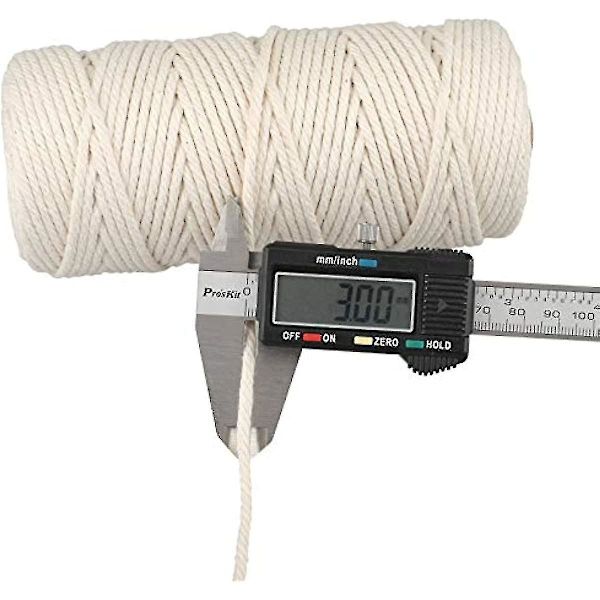 3 mm Makramé-snöre Kompatibla Hantverk 100 m Beige Bomull Makramé Hantverkssnöre Rep Kompatibel Vägg Hängande Växt Hängare Stickning.4MMx100M.Vit