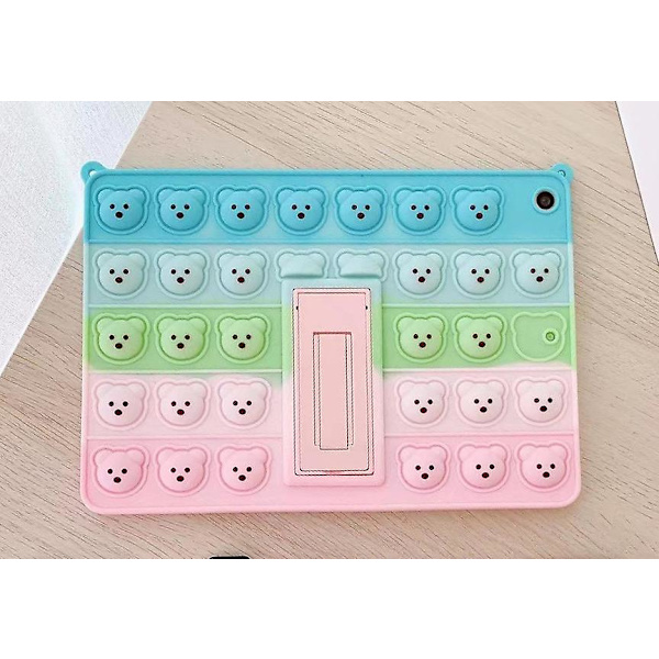Kontrastfarve Ipad Etui Pink Grøn Bjørn Hoved Med Reb Ipad Air2/ipad6/pro9.7