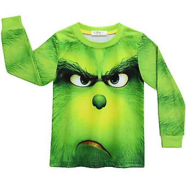 4-9 år Barn Pojkar Flickor Jul Grinch Tryck Pyjamas Set Jul Kläder Nattkläder PJs Gåvor (4-5 År B)