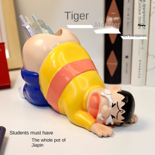 Sjov fed tiger penneholder, parodi på Doraemon-periferiudstyr, opbevaringsbeholder ornamenter