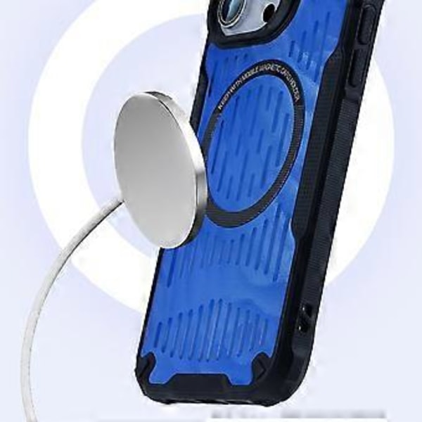 Skal för iPhone 15 Pro Värmeavledande Ihåligt Magnetiskt TPU+PC Telefonskydd Kompatibelt med Magsafe (Stil A)