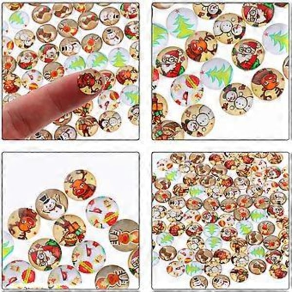 100 stk. Jule Cabochons med Flat Bakside, Glasslapper, Glass Edelsten Tilfeldig Mønster