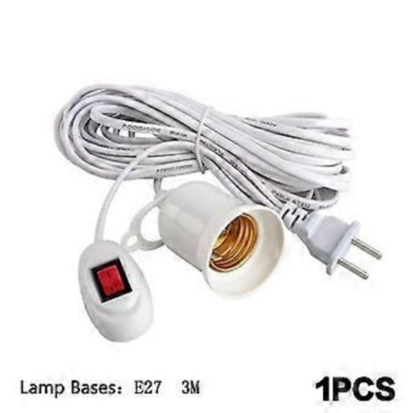 E27 LED-lamphållare för hängande inomhusbelysning med strömbrytare och sladd, universell lampa, tillbehör (lamphållare E27 3m)