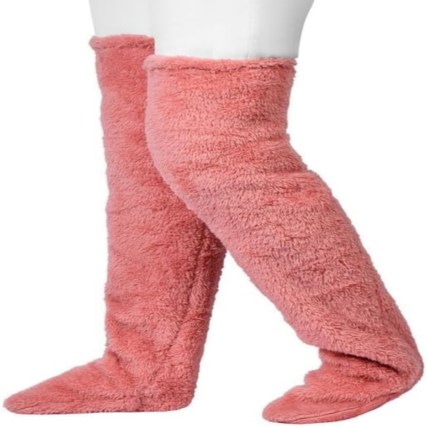 Termiske fleece-sokker for kvinner - Rosa, benvarmere, søte plusj
