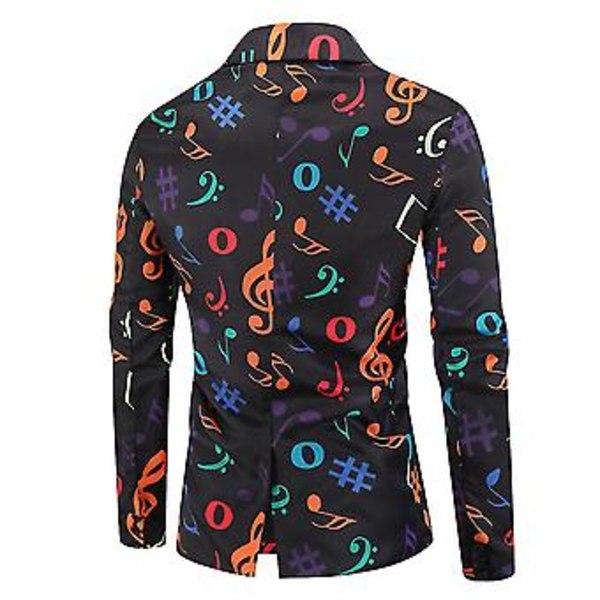 Herre Casual Jakke med Note-print, Slim Fit, Natklub (4XL)