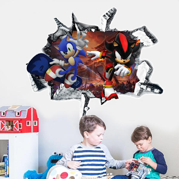 Sonic-peliaiheiset tarrat lapsille, piirretty makuuhuoneen taustakuva seinälle
