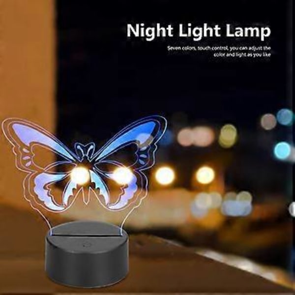 Nattlampa 7 Färger Touchkontroll USB-Laddning Batteridriven 3D Vivid Form Sänglampa för Sovrum Barnrum