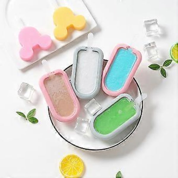 2 stycken silikon Popsicle glassform med lock Popsicle form Hemgjord DIY isglassform för att göra isgaller (stil1680)