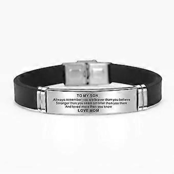 Nytt Mode Silikonarmband Gåva Till Män Pappa Son Mod Armring Graverad Min Son Jag Älskar Dig Fars Dag Presenter (Son-E)