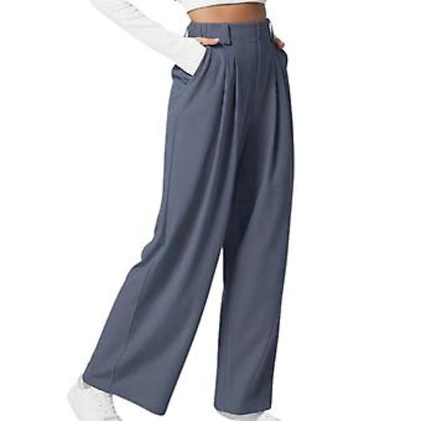 Damernas Högmidjade Vida Benbyxor Mjuka Lättvikts Sweatpants för Shopping Dejting (XL Mörkgrå)