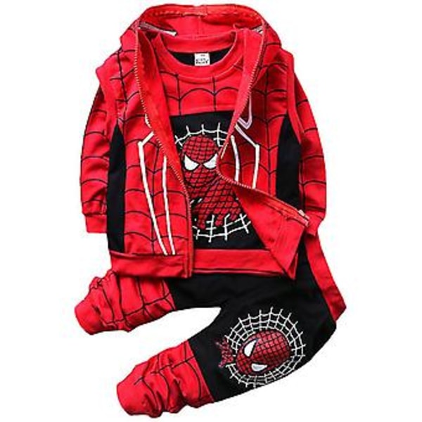 Kids Boys Spiderman Tracksuit Set Sport Sweatshirt + Vest + Pants Outfit Suit Casual Spider-man Costume-r (2-3 Years Black)