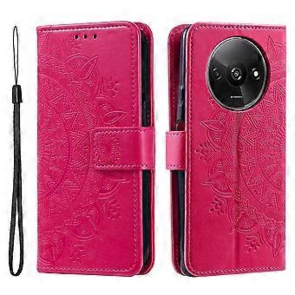 Til Xiaomi Redmi A3/Poco C61 4G Etui Mandala Blomst Præget Stødsikkert Læder Telefonpung Co(Rose)