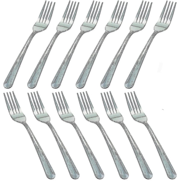 12 Pcs Dinner Forks Silverware Set, Heavy Duty Forks, Stainless Steel Salad Forks Multipurpose Use For Home, Kitchen Or Restaurant