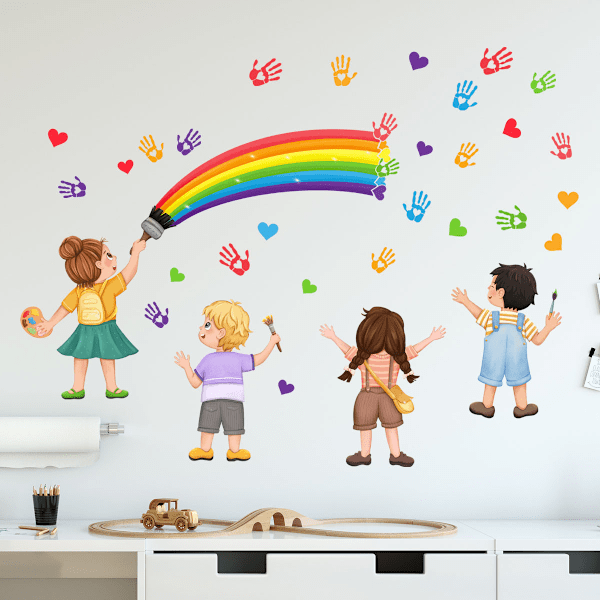 2Pcs Rainbow Wall Decals, Wall Stickers for Kids Inspirational Quotes