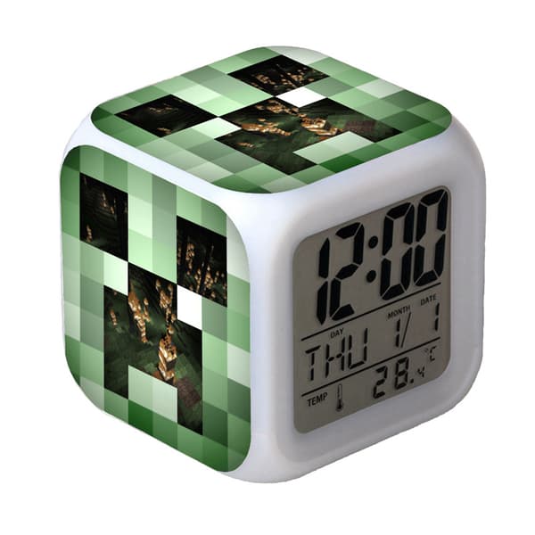 Digital Multifunktionell Väckarklocka Minecraft Väckarklocka LED-Edition