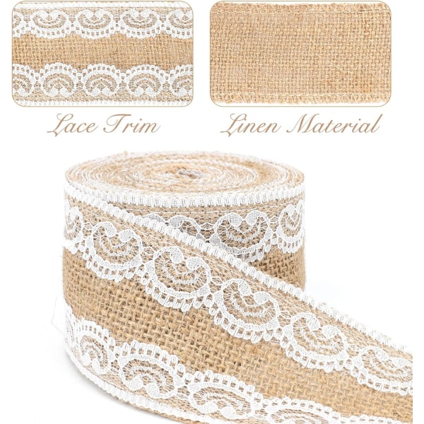 1PC 5M Rolls Jute Lace Ribbon Natural Burlap Ribbon with Jute Lac