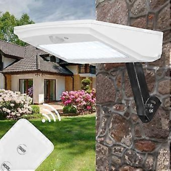 Solcelledrevet LED Vegglampe Vanntett Sensorlampe Hvit Hvit med Fjernkontroll