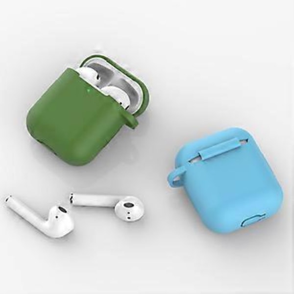 Grönt AirPods-fodral Skyddsfodral Kompatibelt för AirPods 2 & 1, AirPods 2 & 1 Fodral Silikonskydd [Synlig LED-indikator] [Stöd för trådlös laddning]