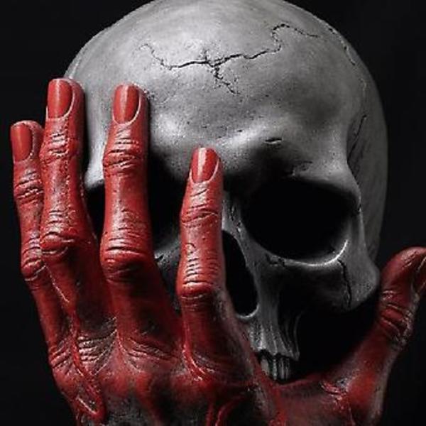 Furiös Hand Skelett Huvud Staty Resin Halloween Skrivbordsdekoration Ornament
