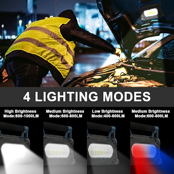 Bærbar Solcelle LED Arbejdslys 30W med 4 Lystilstande 360° Rotation