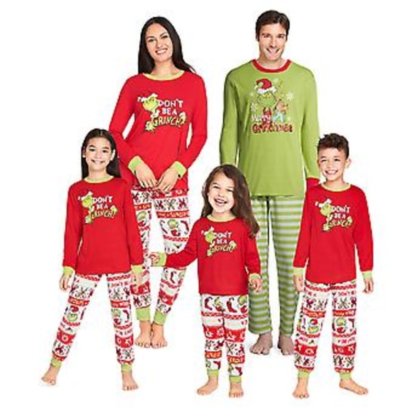 Grinch Voksen Barn Julenattkjole Morsom Trykk Familie Matchende Nattøy PJs Jul (18-24M Baby)