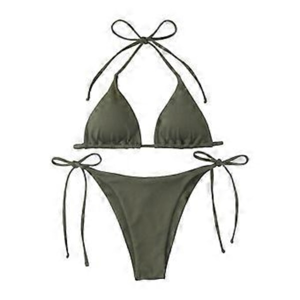 Bikinisett Badedrakt Svømmedrakt for Dame til Klubber Vannaktiviteter Ferie Spa (Grønn S)