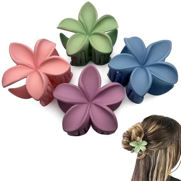 4 stk. sklisikre matte blomsterkloklemmer for tykt til tynt hår
