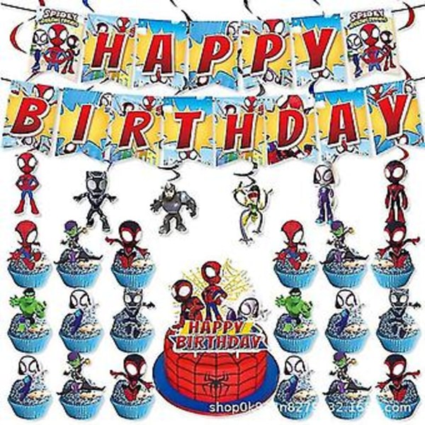 Spidey ja Hämmästyttävät Ystävät Syntymäpäiväkoristeet Hämähäkkimiehen Teemalla Pöytäastiat Kupit Lautasen Spidey Ilmapallo Tarvikkeet Lapsille (1 sarja 1)