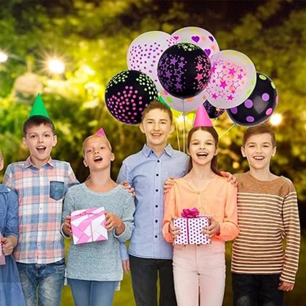 50-pack Glow In The Dark Fluorescerande Ballonger för Polka Dot Them