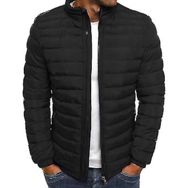 Lättvikts Bubbeljacka Vadderad Vinterjacka för Män (3XL Svart)