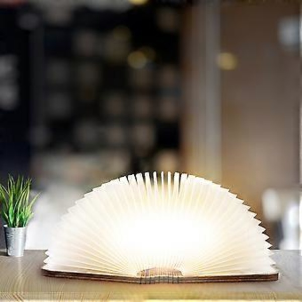 Träfällbar Magnetisk LED-lampa USB Laddningsbar Bärbar Nattlampa Skrivbordslampa för Heminredning