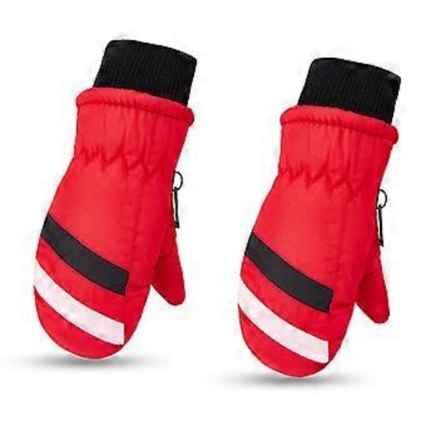 Vintervantar för barn, vattentäta skidvantar, vandringsvantar, snowboardvantar (röda), 2-5 år