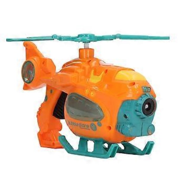 Bubbelblåsande Leksak Helikopterform Ljud Ljus Batteridriven Automatisk Bubbeltillverkningsleksak Orange( )