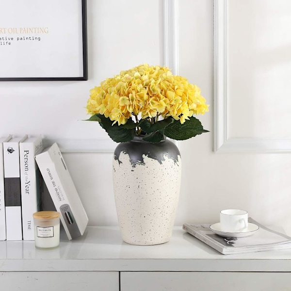 Kunstig Hortensia Blomst, 5 stk. Enkelt Lang Silke Stilk 6,3 tommer
