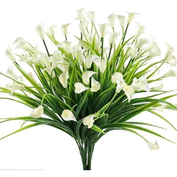 4 Kunstige Calla Lily Planter i Plast for Hjemmedekorasjon