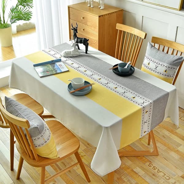 Rektangulær Dug, Pletbestandig Bomuld og Linned 130x180cm Var