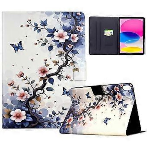 Stativ Etui til iPad (2025)/iPad 10.9 (2022) Tablet Læder Cover med (Pink Blomst)