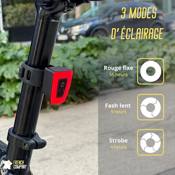 LED cykel baglygte - 3 tilstande baglygte - USB genopladelig - Wat