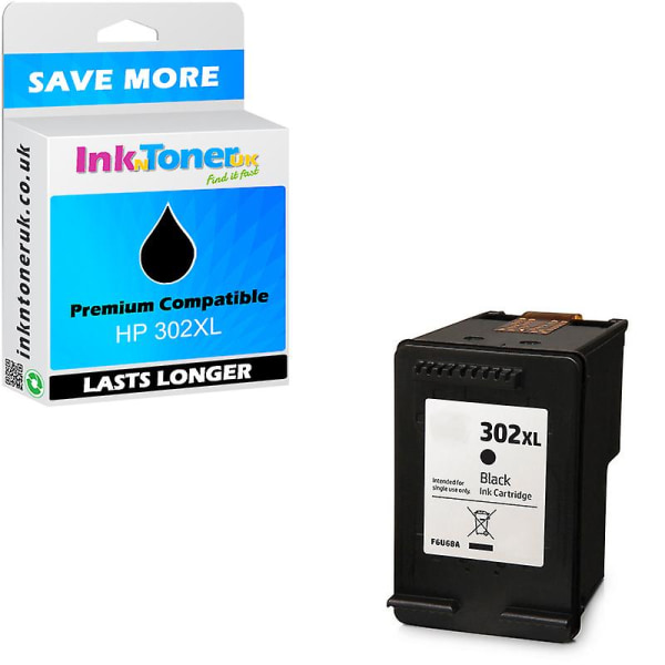 Compatible HP 302XL Black High Capacity Ink Cartridge (F6U68AE) (Premium) for HP Envy 4523 All-in-One printer