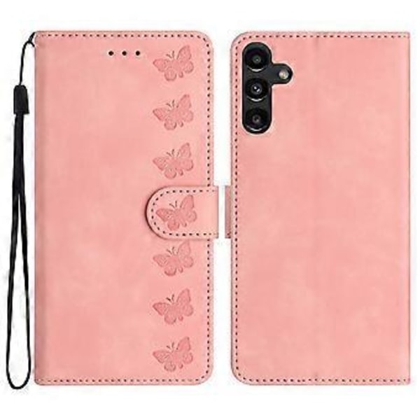 Til Samsung Galaxy A35 5G Etui PU Læder Wallet Stand Sommerfugl Præget Telefon Cover (Style D)