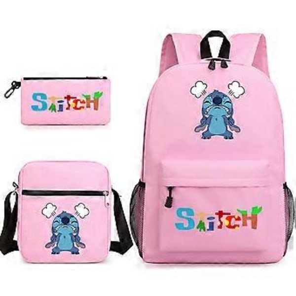 Lilo Stitch -painettu reppu, rento opiskelijan koululaukku, kolmiosainen setti 29